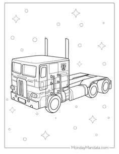 Optimus Prime Truck Coloring Page Robot Coloring Sketch, Free Vectors File